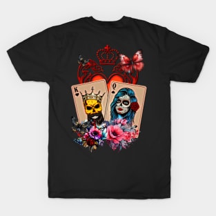 Playing cards King of hearts and queen of spades T-Shirt